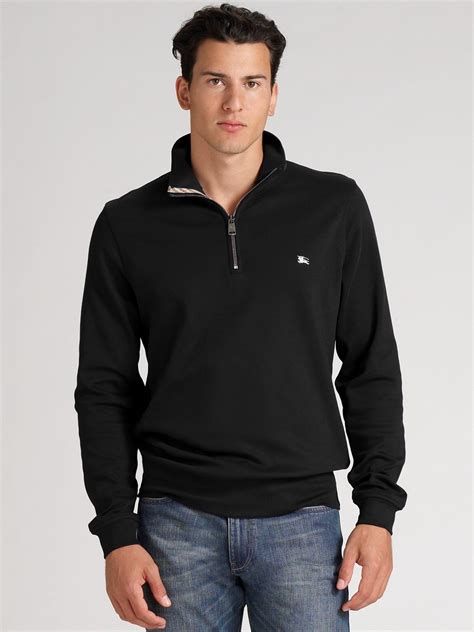 burberry zip hoodie black|burberry men's half zip pullover.